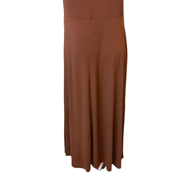 ELOQUII On or Off Shoulder Brown Maxi Dress Ruched Stretch Knit, Plus 18 - Picture 14 of 16